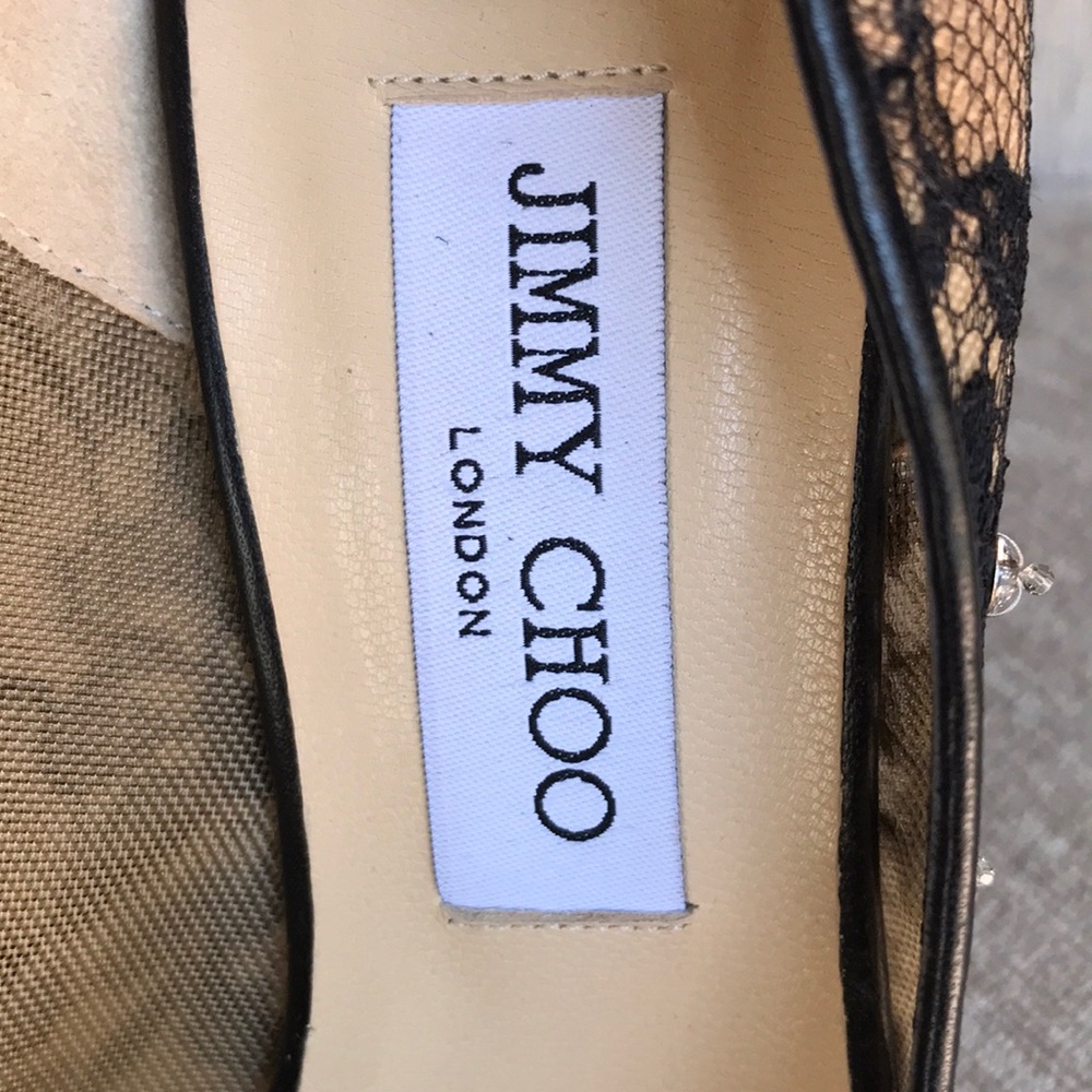 Jimmy Choo Black Lace Lyzo 100 Crystal Pumps - Picture 5 of 10